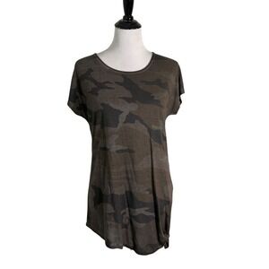 Women's Camouflage Side Knot T Shirt Size S Green Short Sleeve Tee Casual